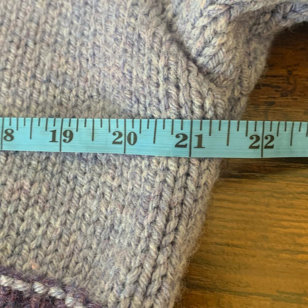 Purple Bulky Cable Knit Long Sleeve Sweater Large - Picture 3 of 5